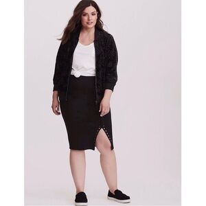 Torrid Black Velour Burnout Velvet Palms Zip Front Bomber Jacket Size Large 0